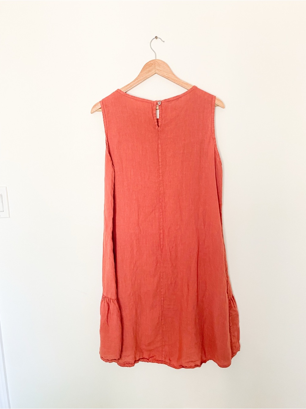 100% Linen Sleeveless Rust Midi Dress - Bohemian Earthy Summer Dress - Picture 3 of 9